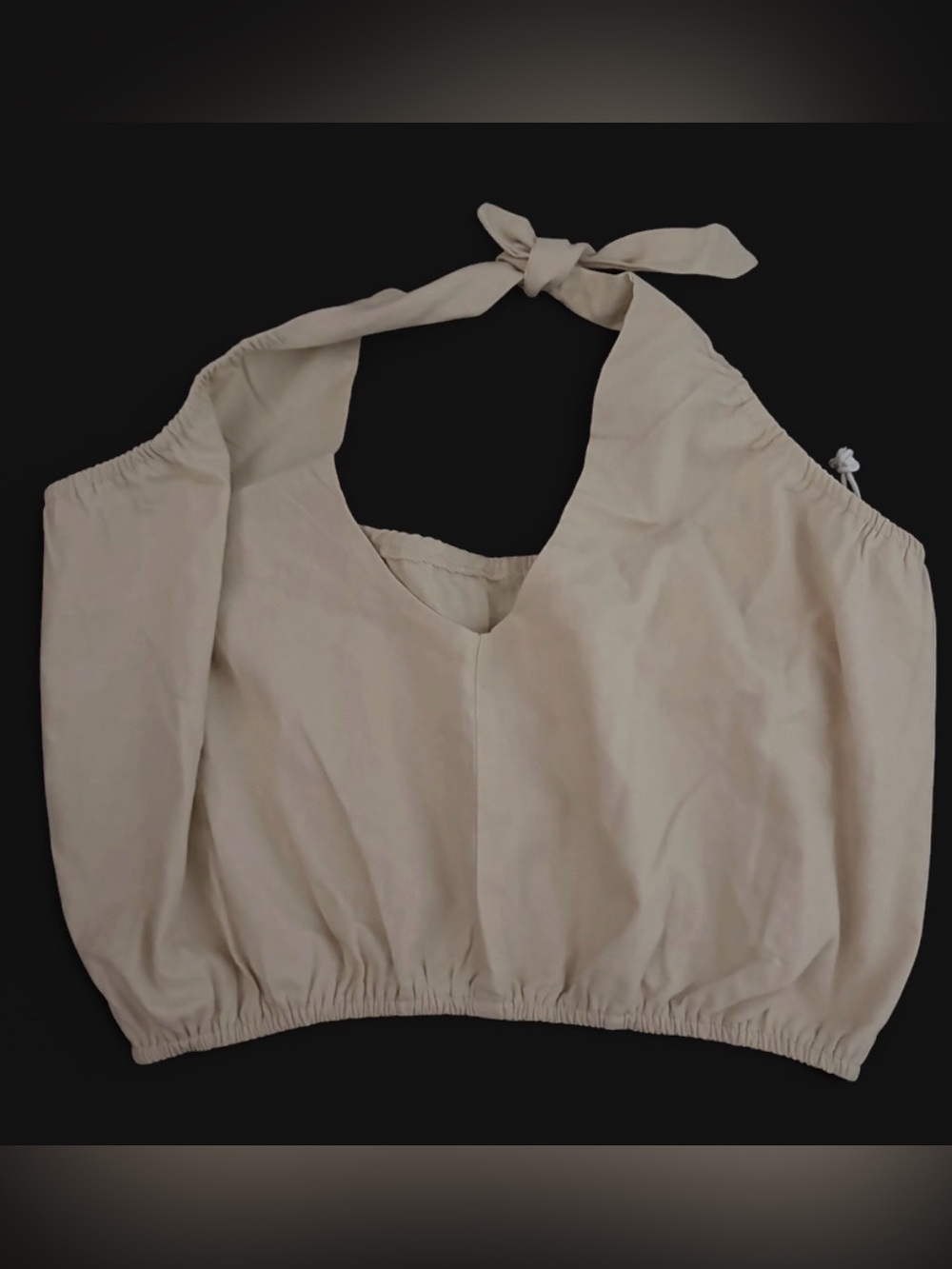 Diamond Supply Co. Beige Halter Tie-Back Crop Top